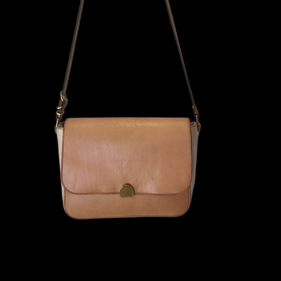 Madewell Handbags - Madewell Abroad Classic Tan And Cream Thick Leather Shoulder/ Crossbody Bag